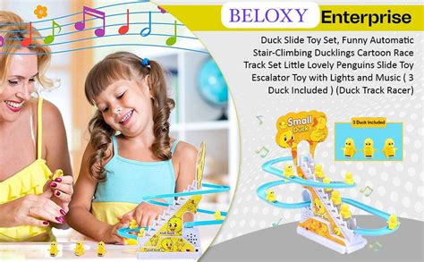 BELOXY Kid Duck Slide Set, Automatic Stair-Climbing Ducklings Cartoon ...