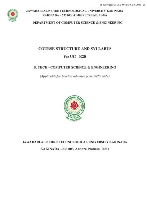 CSE 4-1-Sem UG Syllabus (R20) - Revised on 27-02-2023 - Studocu