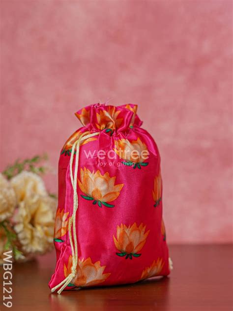 Lotus Pichwai String Bag - 9 x 7 - WBG1219 – Wedtree