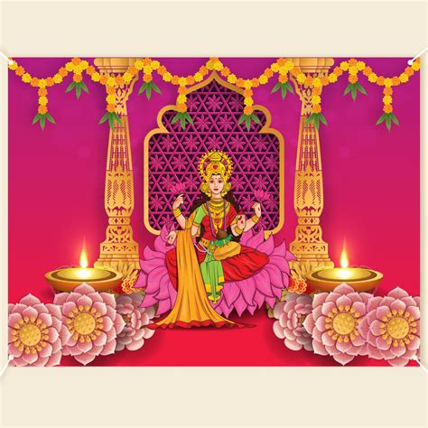 Party Propz Lakshmi Devi Backdrop Cloth for Decoration - 1Pc Backdrop ...