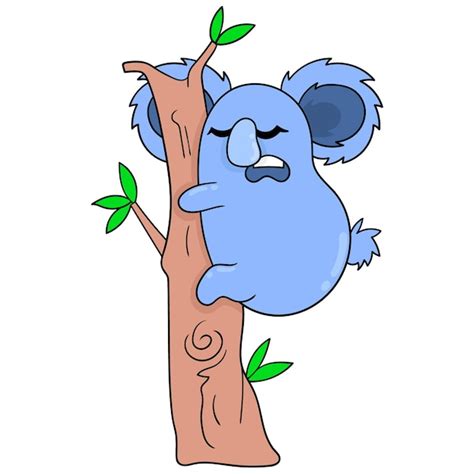 Koalas sleeping in hibernation cuddling in the tree. doodle icon kawaii ...