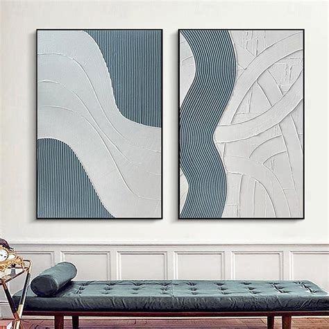 Oil painting handpainted Light Blue oil paintings Minimalist Art ...