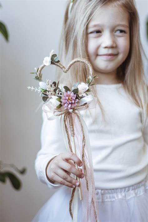 Flower Girl Wand Magic Wand Butterfly Wand Flower Wand Fairy Wand Princess Wand Dried Flowers ...