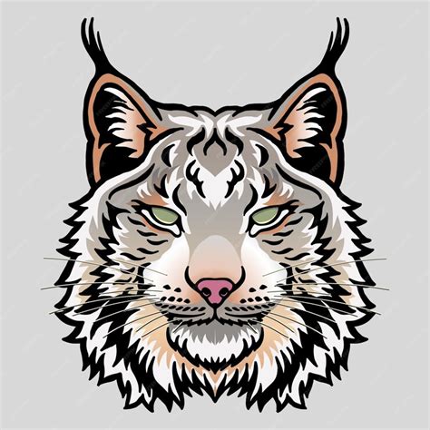 Canadian lynx head in detailed style without eyes | Premium Vector