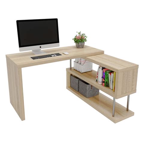 Bestier Rotating L-Shaped Desk, 51" Large Corner Computer Desk with 2 ...