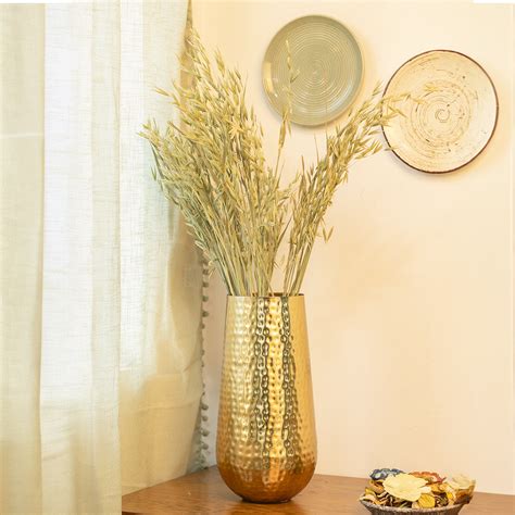 Decorative Golden Hammered Vase - Cylinder Shape – MARKET99