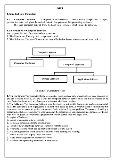 UNIT I - UNIT I Introduction to Computers 1 Computer Definition ...