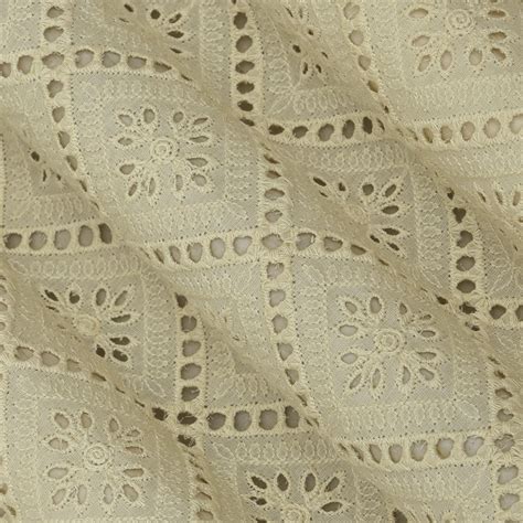 Cream Color Cotton Chikan Embroidery Fabric – KC Creations
