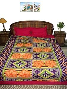Buy Design Villa Multi Color Double Bed Blanket Cum Woolen Bed Sheet ...