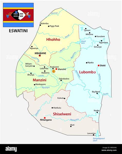 Kingdom of Eswatini administrative and political map Stock Vector Image & Art - Alamy
