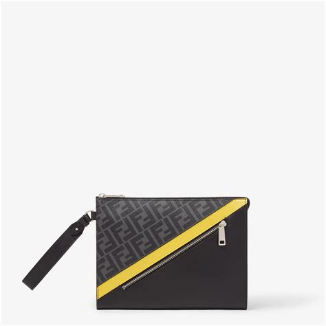Fendi Diagonal Clutch Fabric Gray | Fendi