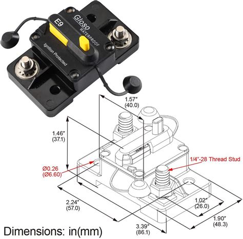 Buy GLOSO E93 150A Breaker Extended Surface Mount 1/4 Diagonal Stud ...