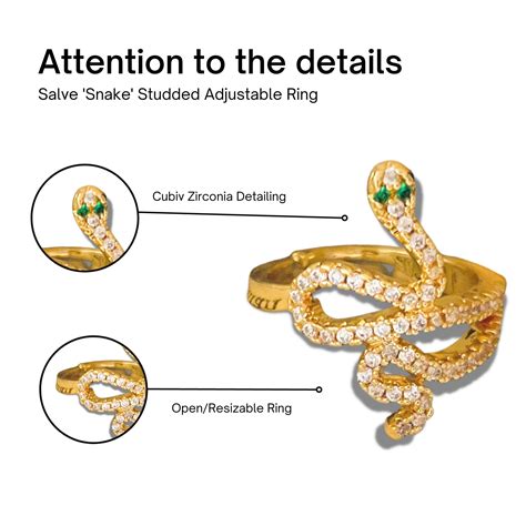 Salve ‘Snake’ Zircon Studded Adjustable Ring