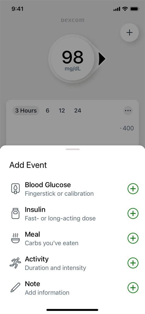 Dexcom G6 App. Add Event 的图像结果