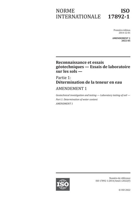 ISO 17892-1:2014/Amd 1:2022 - Geotechnical investigation and testing ...