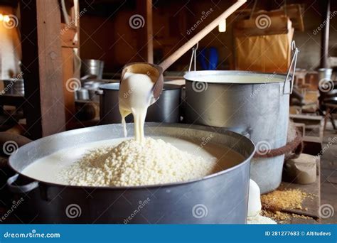 Cheese Making Process with Curds and Whey Stock Illustration ...