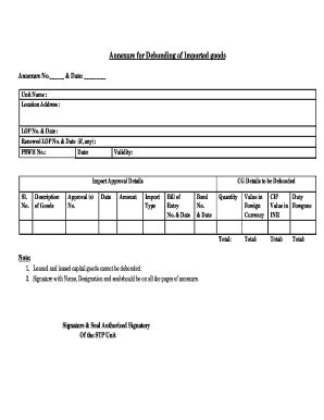 Fillable Online blr stpi Annexure for Debonding of Imported goods - blr ...
