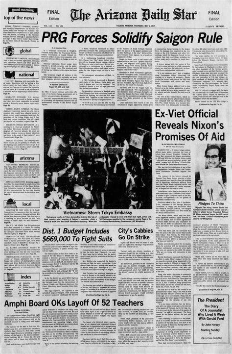 Arizona Daily Star front page May 1, 1975