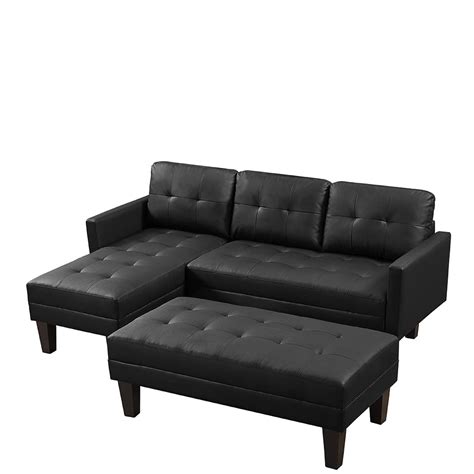 Buy Holaki 4 Seat Faux Leather Sectional Sofa Bed, L-Shape Sofa Chaise ...