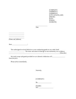 Merchandise Defect Notice - Blank Fillable Template | Fill Out, Print ...