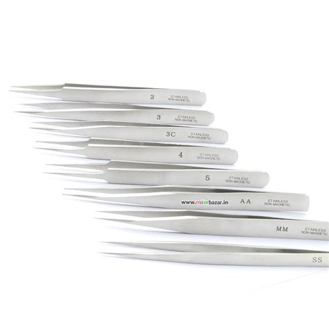 8pc Stainless Steel Tweezer Set (2,3,3C,4,5,AA,MM,SS)