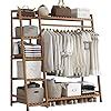 Naayaab Craft Bamboo Coat Clothing Garment Rack with Shelf, 5-Tier ...