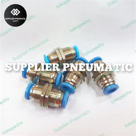 Jual Fitting Push In Pneumatic BULKHEAD Union Selang 8MM X 8MM MPM 8-8 ...