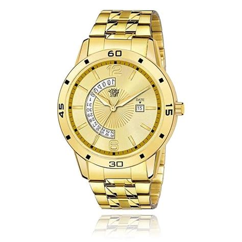 Buy SWADESI STUFF Analogue Men's Watch (Gold Dial Gold Colored Strap ...