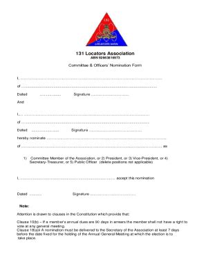 Fillable Online Committee & Officers' Nomination Form Fax Email Print ...