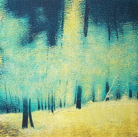 "Untitled 13": Blue-Green Nature painting by Vimal Chand | ArtZolo.com