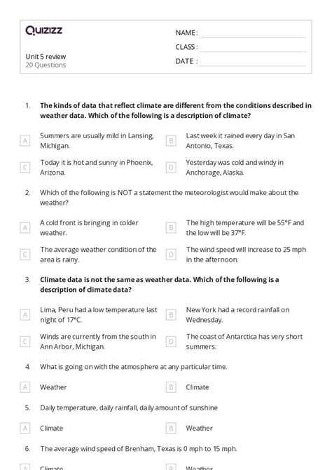 50+ world climate and climate change worksheets on Quizizz | Free ...