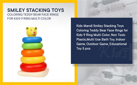 Kids Mandi Smiley Stacking Toys Coloring Teddy Bear Face Rings for Kids ...