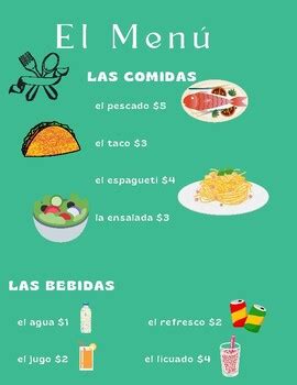Image result for Spanish Menu Examples