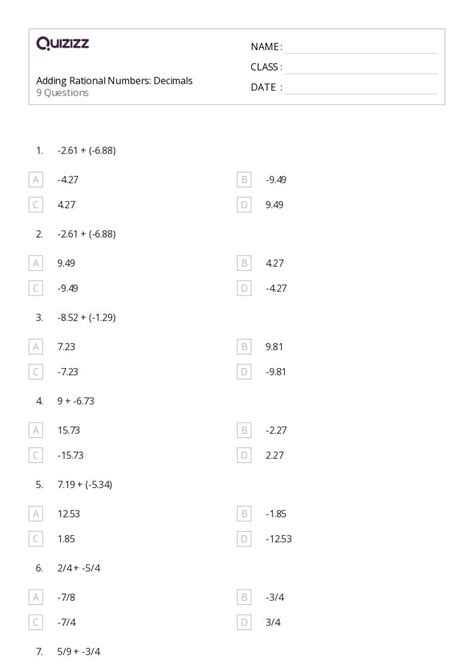 50+ Adding Decimals worksheets for Class 8 on Quizizz | Free & Printable