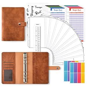 HASTHIP® File Folders for Documents Ring Binder Notebook Set, A6 PU ...