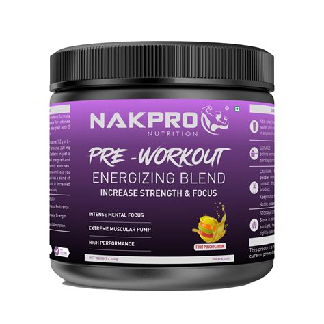Nakpro Pre Workout Supplement Powder - JAR | 100mg Caffeine, 1.2g ...