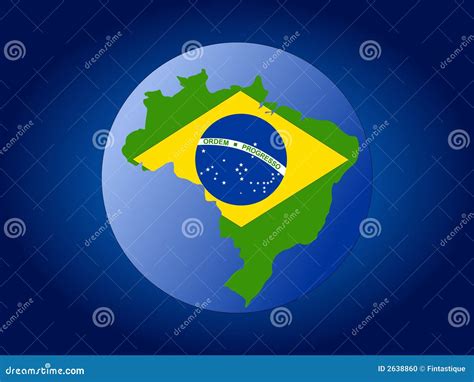 Brazil map flag on globe stock vector. Illustration of brazilian - 2638860