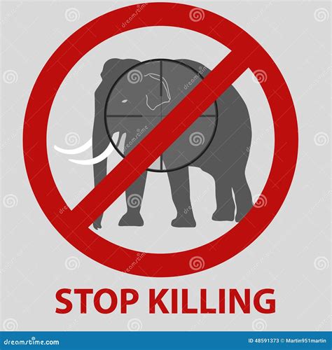 Stop Killing Animals Symbol with Elephant Stock Vector - Illustration ...