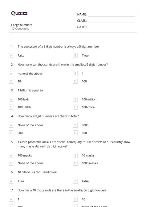 50+ Composing and Decomposing Numbers worksheets for 5th Class on ...