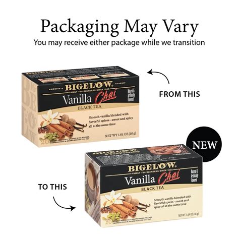 Bigelow Vanilla Chai Black Tea caja de 20 sobres paquete de 6 té negro ...