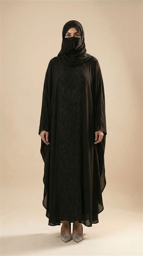 Farasha Abaya with Full Hand Embroidery | Beads, Damru & Cutdhana ...