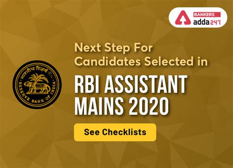 Next Step For Candidates Selected in RBI Assistant Mains 2020- See ...
