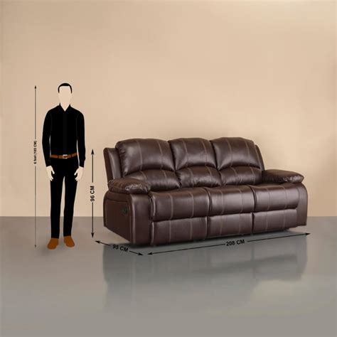 Buy Madrid Nxt Dark Brown Faux Leather Three Seater Recliner - 208cm ...