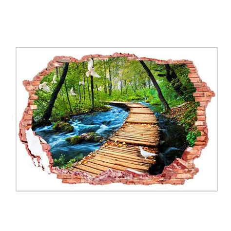 Buy Tomtopp Removable 3D Wall Sticker Broken Wall Flying Birds ...