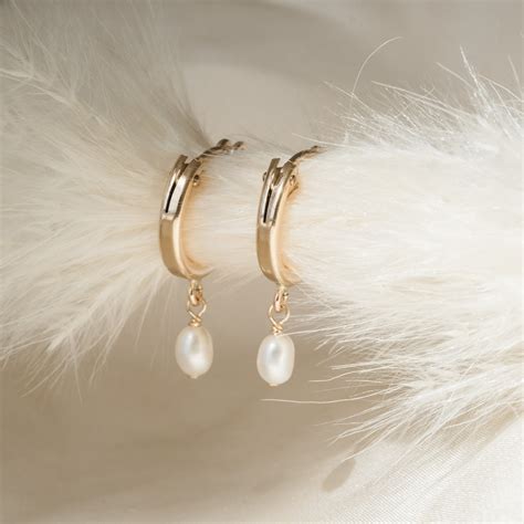 Pearl Drop Hoop Earrings | Simple & Dainty