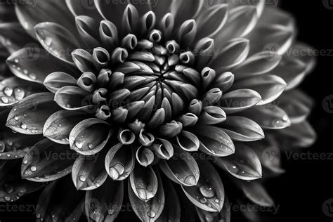Details of dahlia flower macro photography black and white photo ...