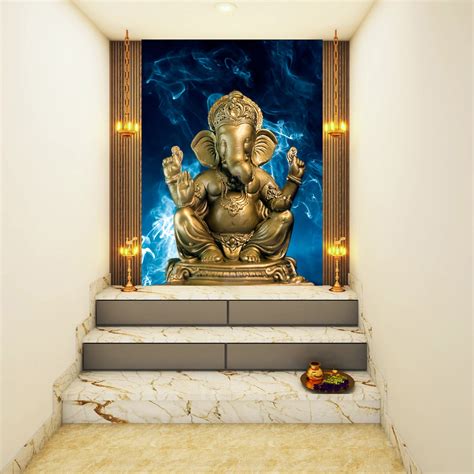 Golden Ganpati Self Adhesive Sticker Poster – Myindianthings