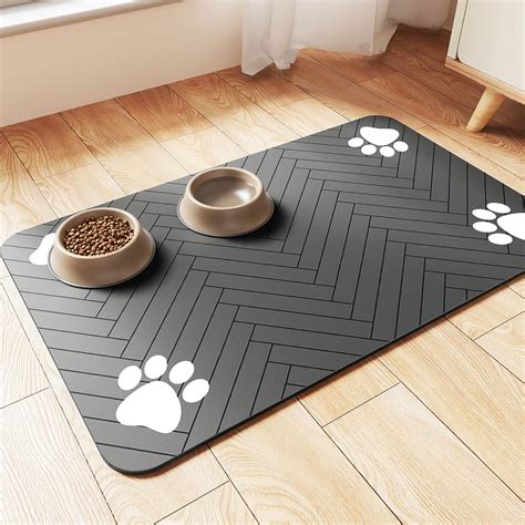 Pet Feeding Mat-Absorbent Pet Placemat for Food and Water Bowl, with ...