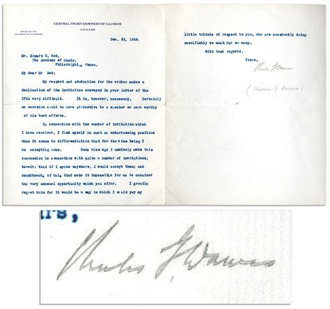 Lot Detail - Vice President Charles Gates Dawes Letter Signed ...