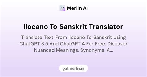 Ilocano to Sanskrit Translator